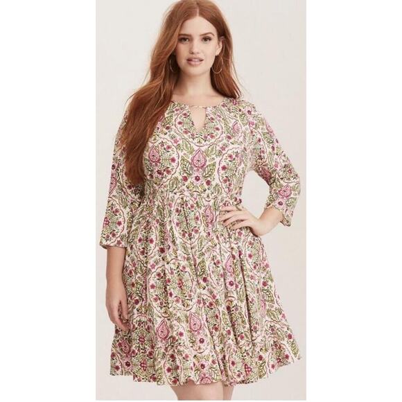 Torrid Floral Print Skater Dress Size XL - Picture 1 of 7